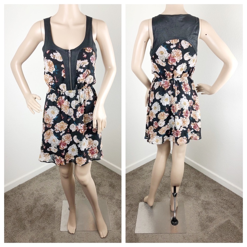 Material Girl black floral skater dress